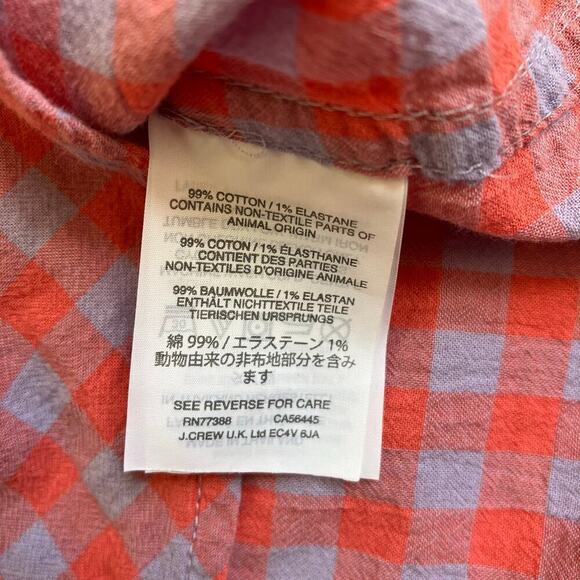 J. Crew Plaid Check Boy Shirt Red Purple Relaxed Fit Casual Cabincore Sz 0 - Picture 15 of 16